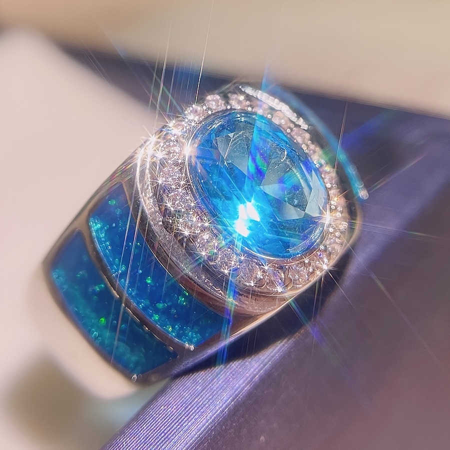 Vintage Water Zirconia & Opal Wedding Ring